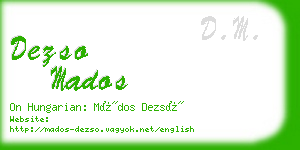 dezso mados business card